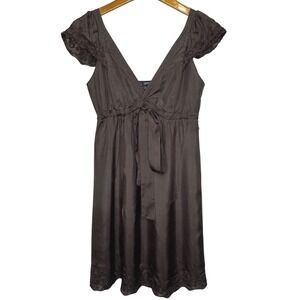 Esprit Empire Flutter Sleeve Silk Dress Size 4 Brown